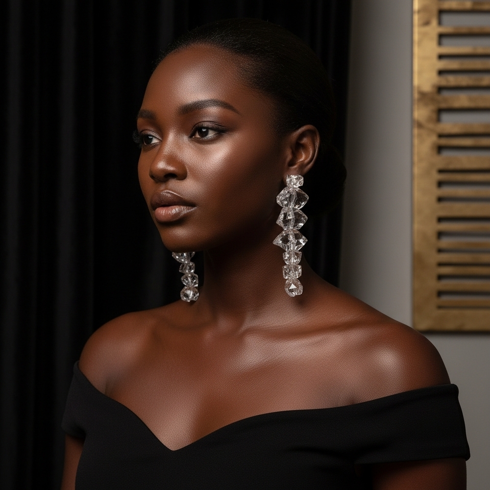 Silver Crystal Drop Earrings